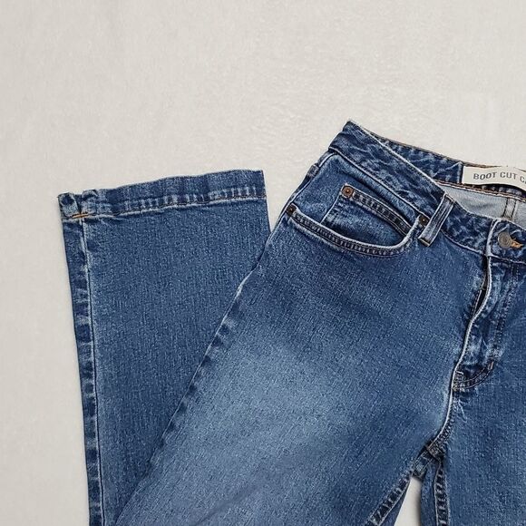 VINTAGE 1990s GAP Boot Cut Capri Jeans Mid Rise Mid Wash Cropped USA Made 6 Reg - Picture 6 of 11